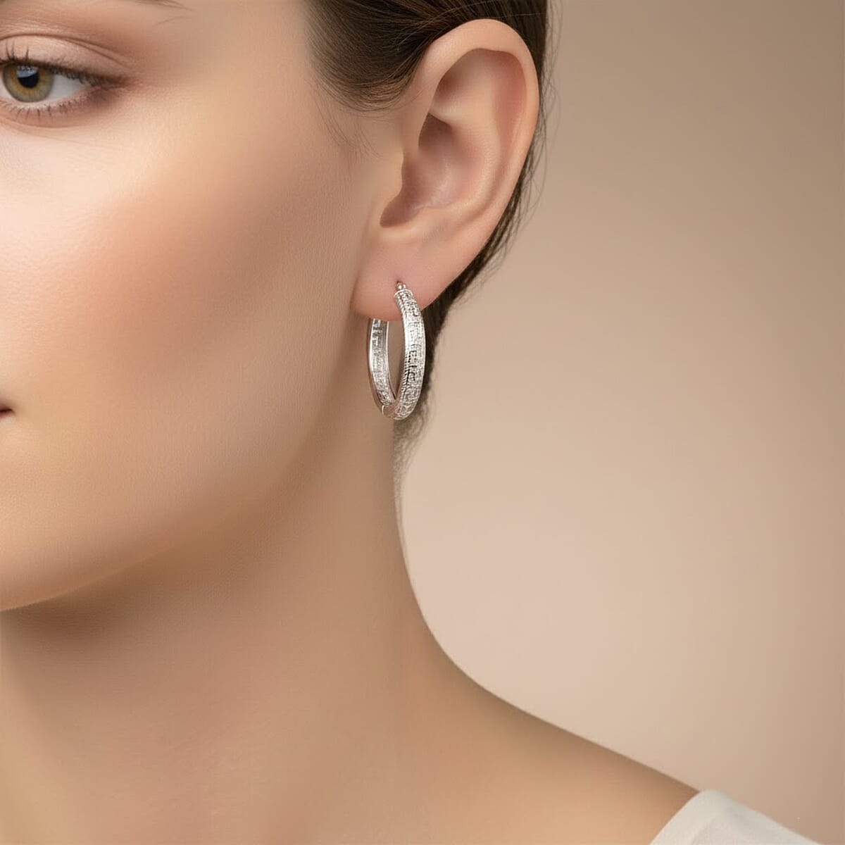 Sterling Silver Hoop Earrings 4.20 Grams image number 2