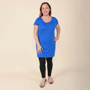 Tamsy Blue Tanzanite Brushed Microfiber Tunic Sleep Shirt - M