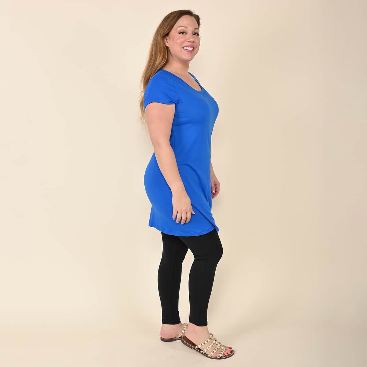 Tamsy Blue Tanzanite Brushed Microfiber Tunic Sleep Shirt - M image number 2