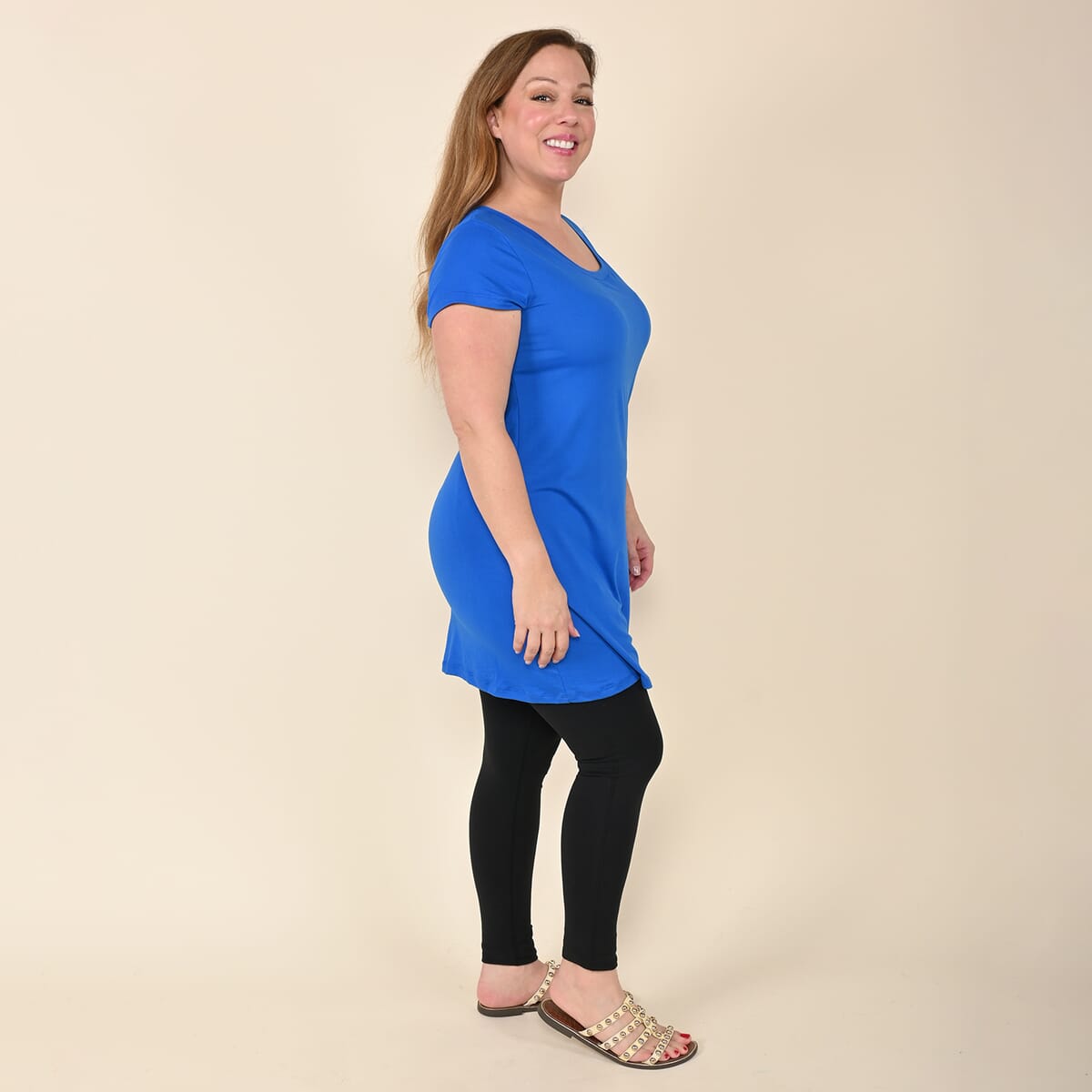 Tamsy Blue Tanzanite Brushed Microfiber Tunic Sleep Shirt - S image number 2