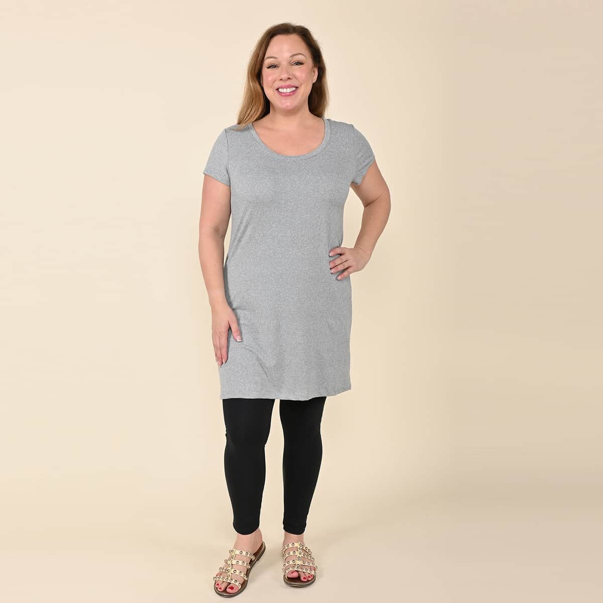 Tamsy Heather Gray Brushed Microfiber Tunic Sleep Shirt - L image number 0