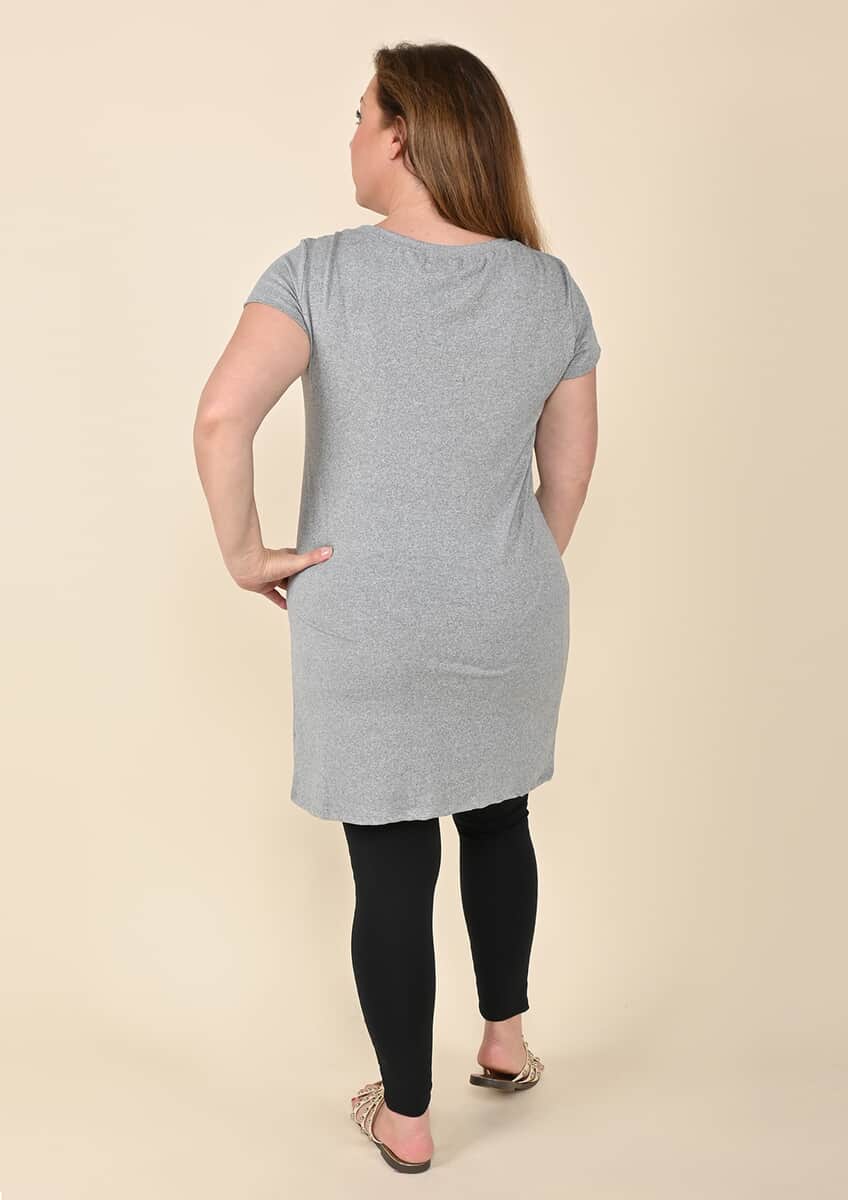 Tamsy Heather Gray Brushed Microfiber Tunic Sleep Shirt - L image number 1