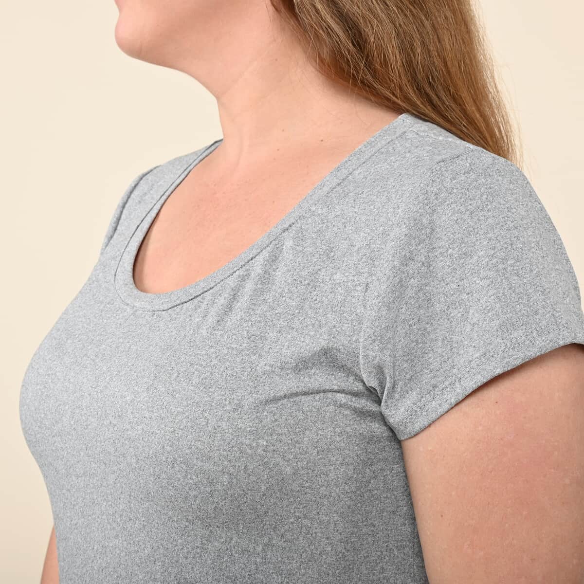 Tamsy Heather Gray Brushed Microfiber Tunic Sleep Shirt - 1X image number 3