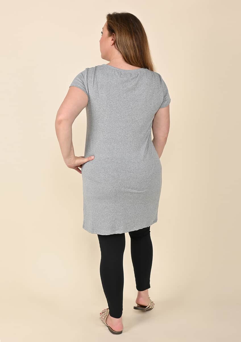 Tamsy Heather Gray Brushed Microfiber Tunic Sleep Shirt - 2X image number 1