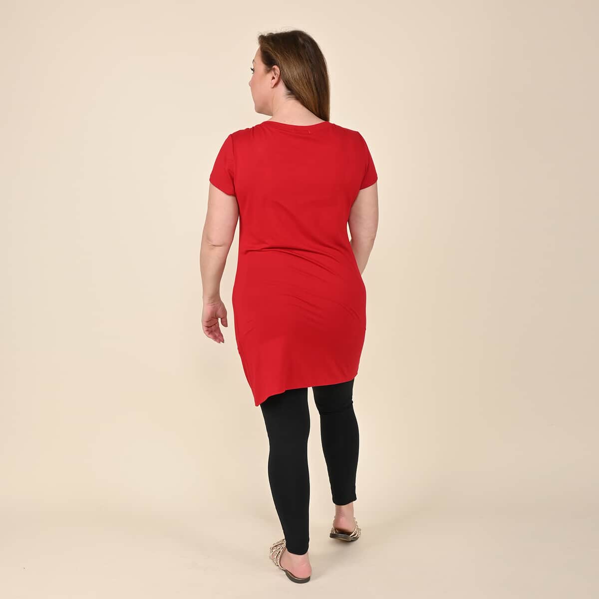 Tamsy Red Ruby Brushed Microfiber Tunic Sleep Shirt - M image number 1
