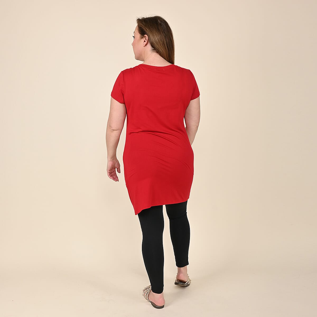 Tamsy Red Ruby Brushed Microfiber Tunic Sleep Shirt - S image number 1