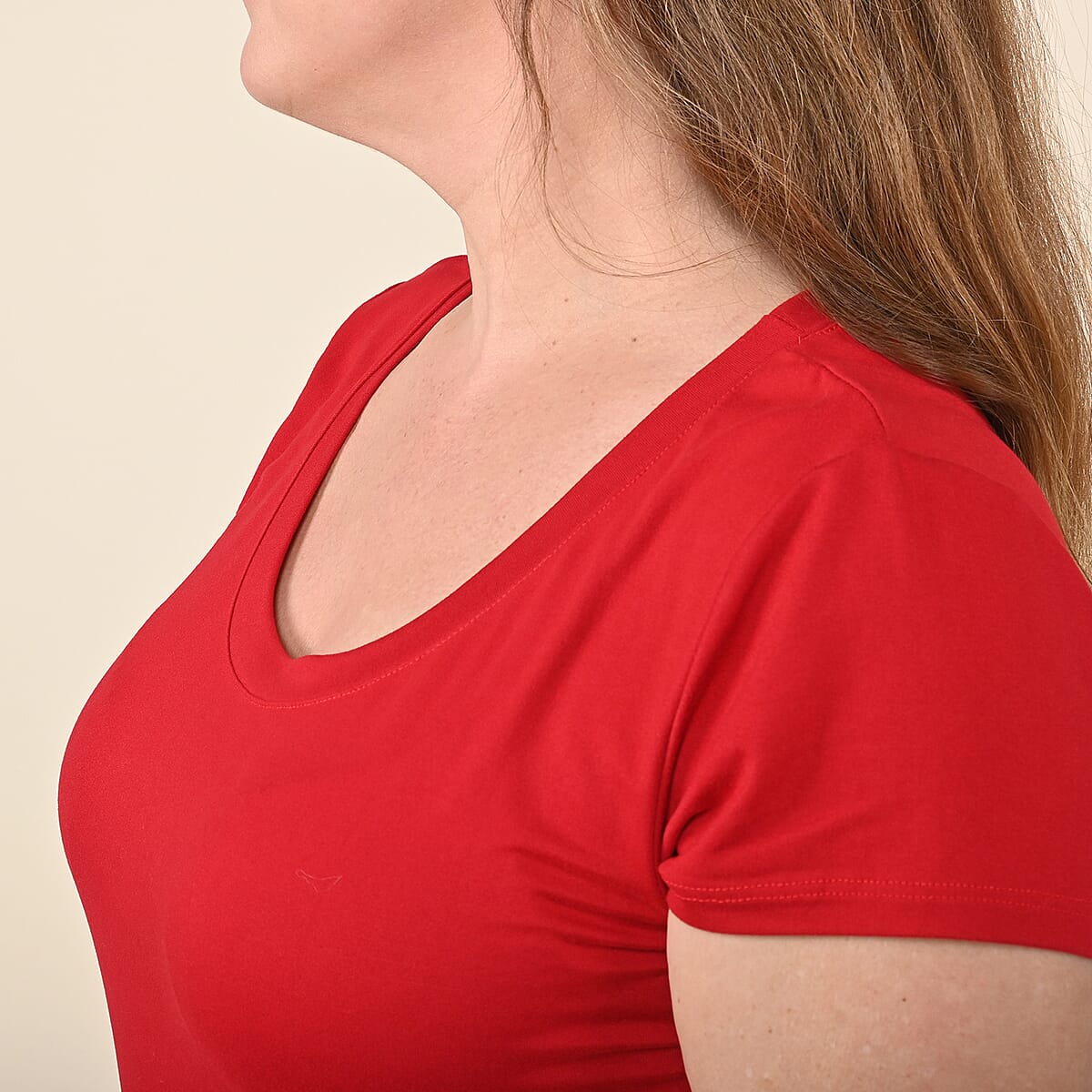 Tamsy Red Ruby Brushed Microfiber Tunic Sleep Shirt - S image number 3