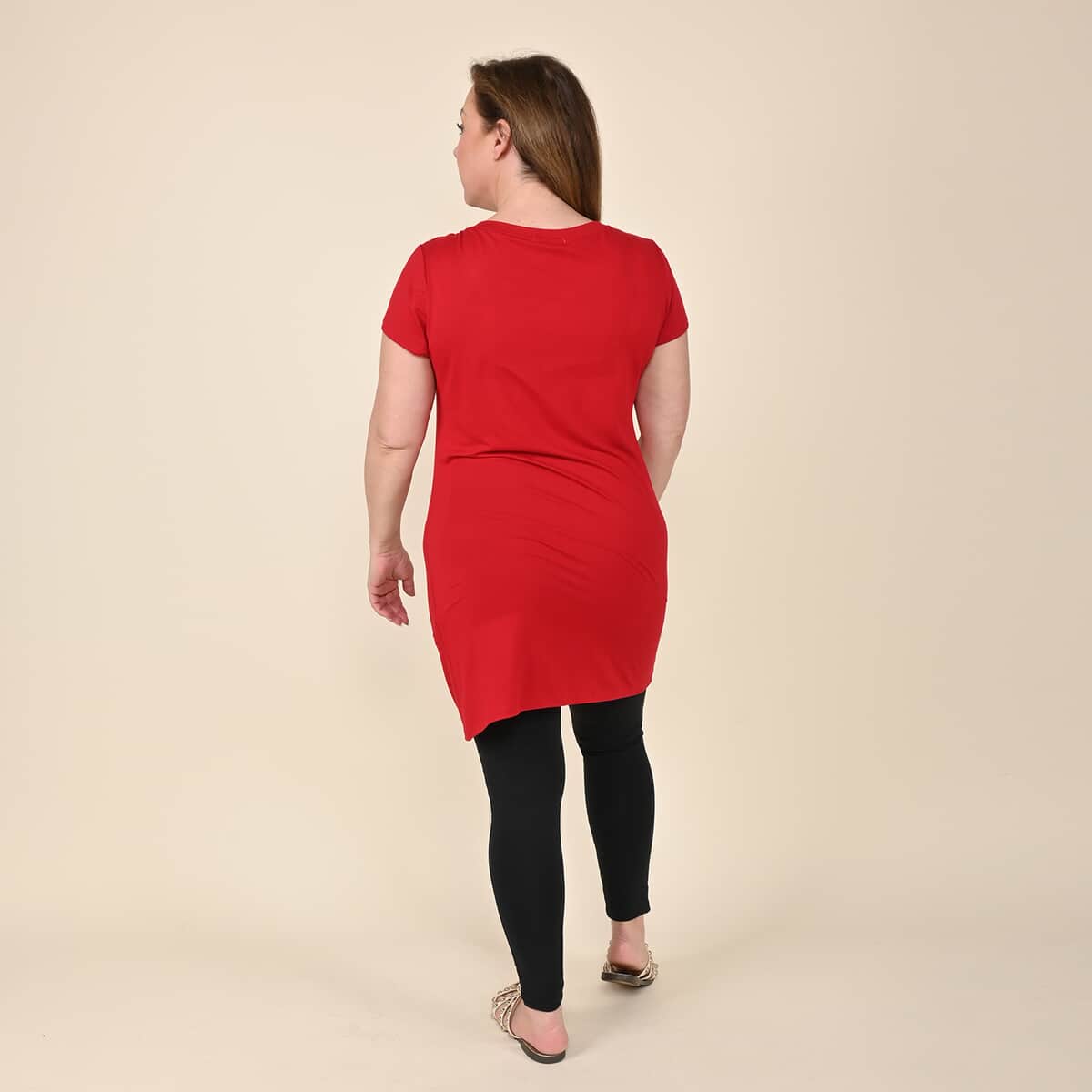 Tamsy Red Ruby Brushed Microfiber Tunic Sleep Shirt - XL image number 1