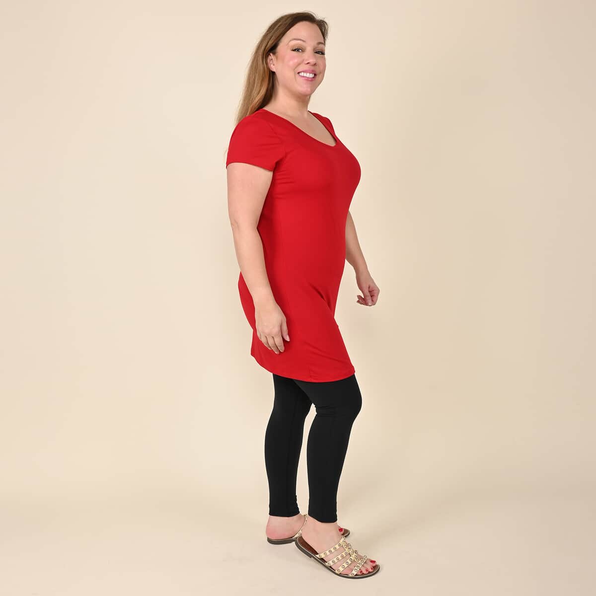 Tamsy Red Ruby Brushed Microfiber Tunic Sleep Shirt - XL image number 2