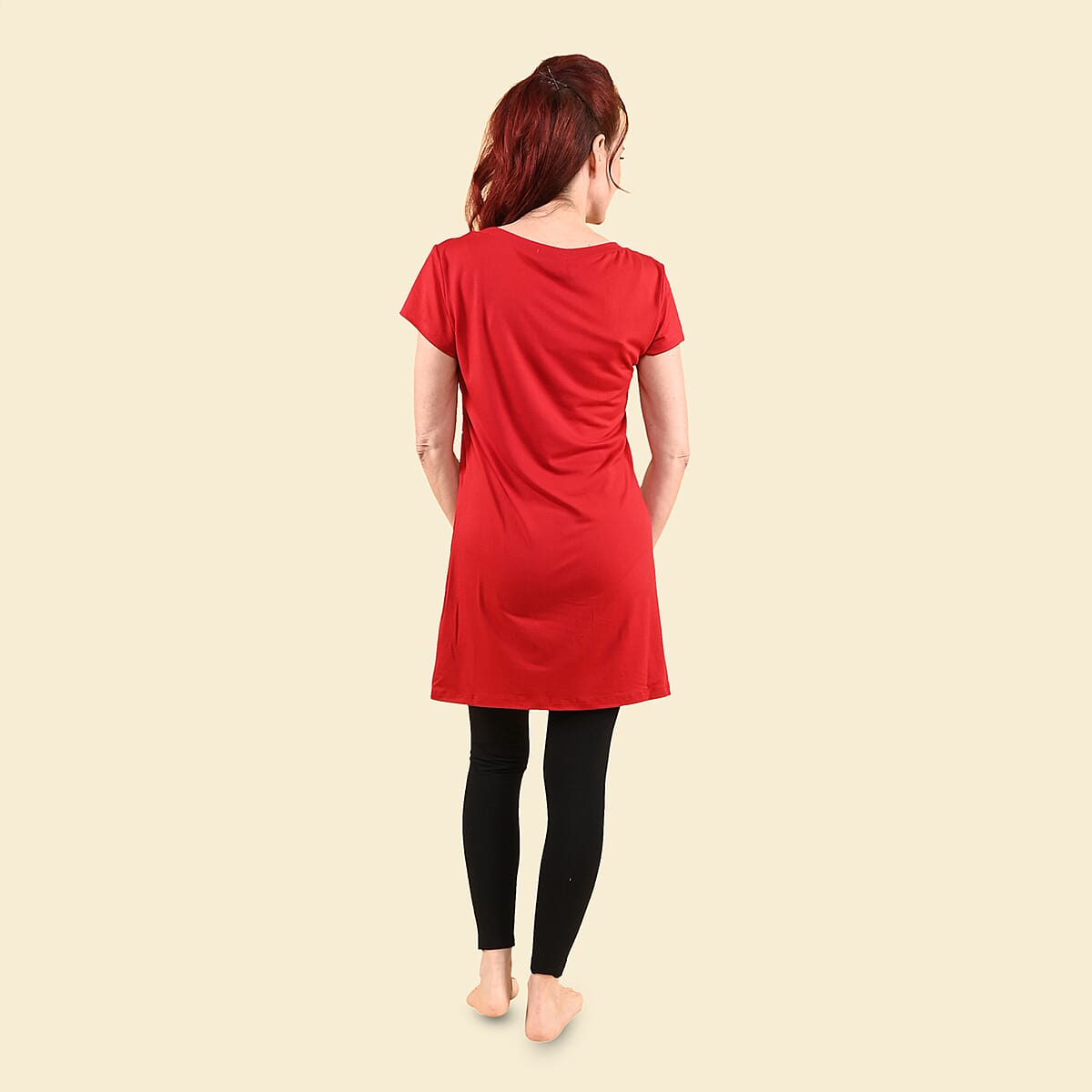 Tamsy Red Ruby Brushed Microfiber Tunic Sleep Shirt - 2X image number 1