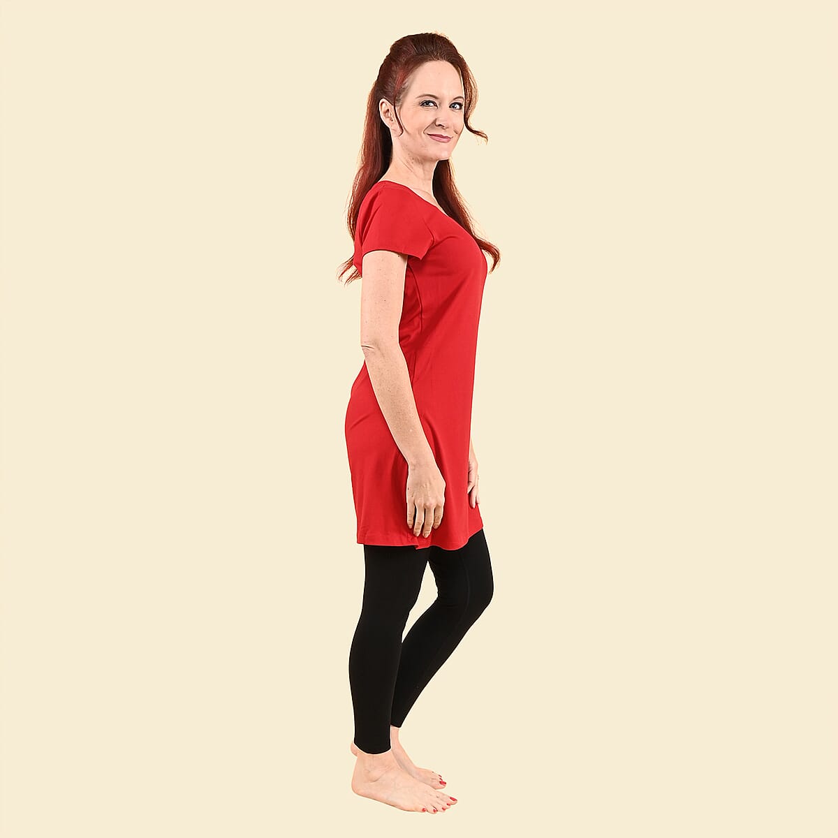Tamsy Red Ruby Brushed Microfiber Tunic Sleep Shirt - 2X image number 2