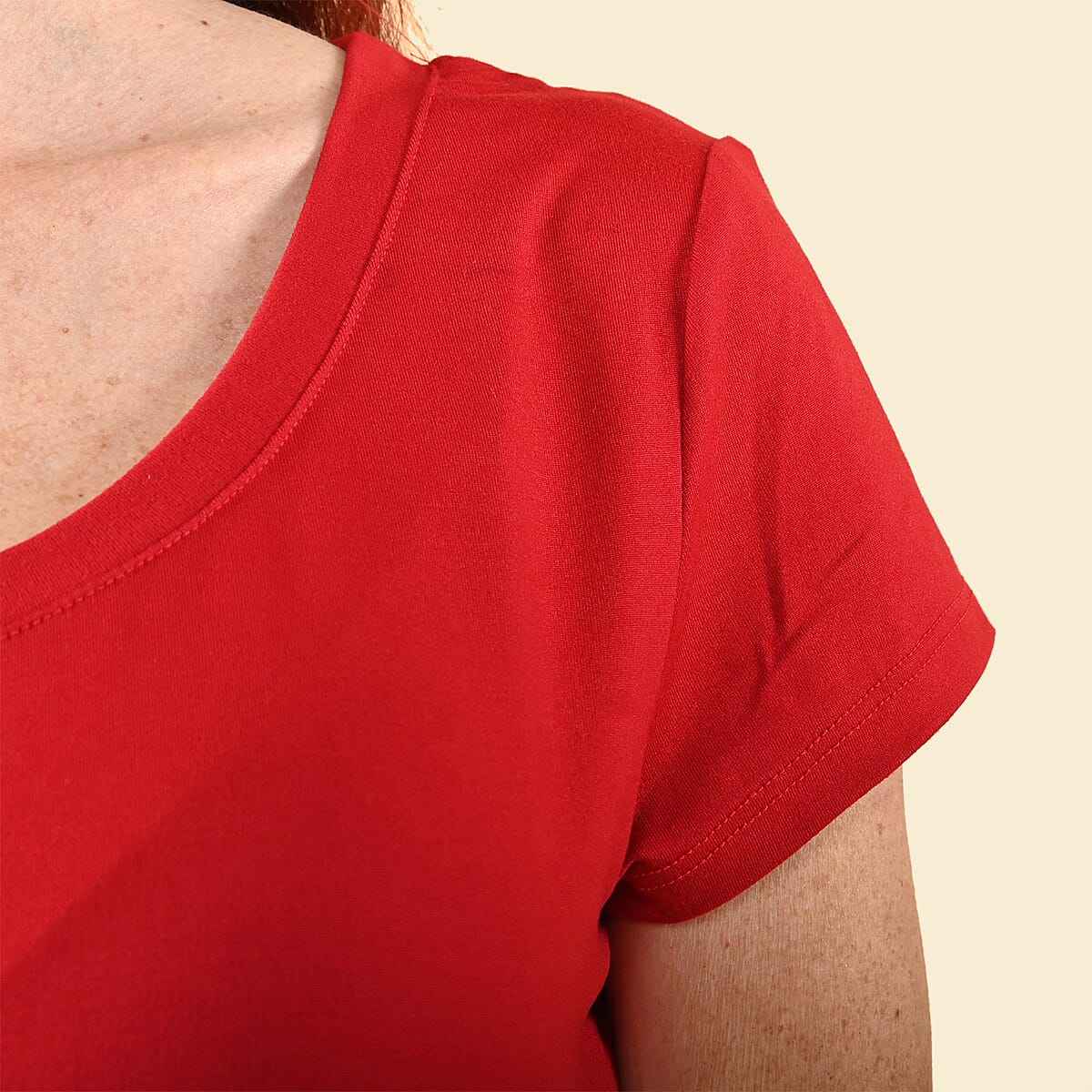 Tamsy Red Ruby Brushed Microfiber Tunic Sleep Shirt - 2X image number 3