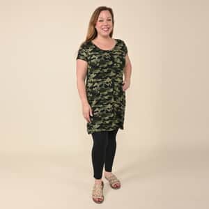 Tamsy Green Camo Brushed Microfiber Tunic Sleep Shirt - XL