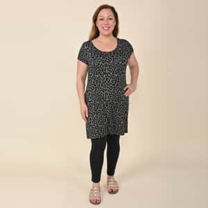 Tamsy Gray Leopard Brushed Microfiber Tunic Sleep Shirt - M