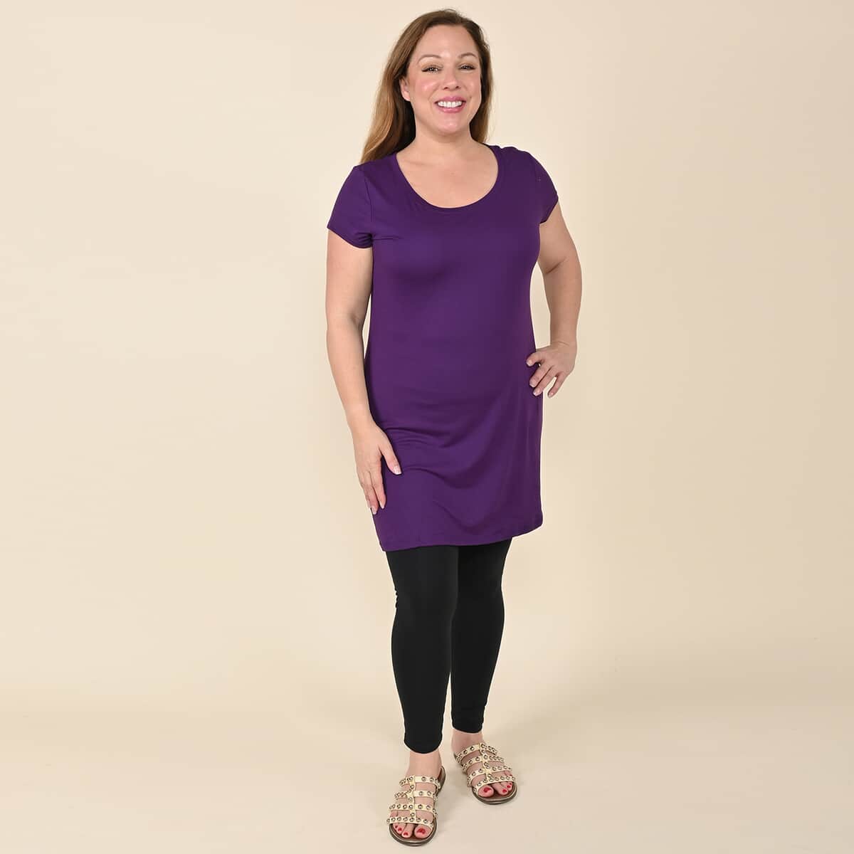 Tamsy Purple Amethyst Brushed Microfiber Tunic Sleep Shirt - L image number 0