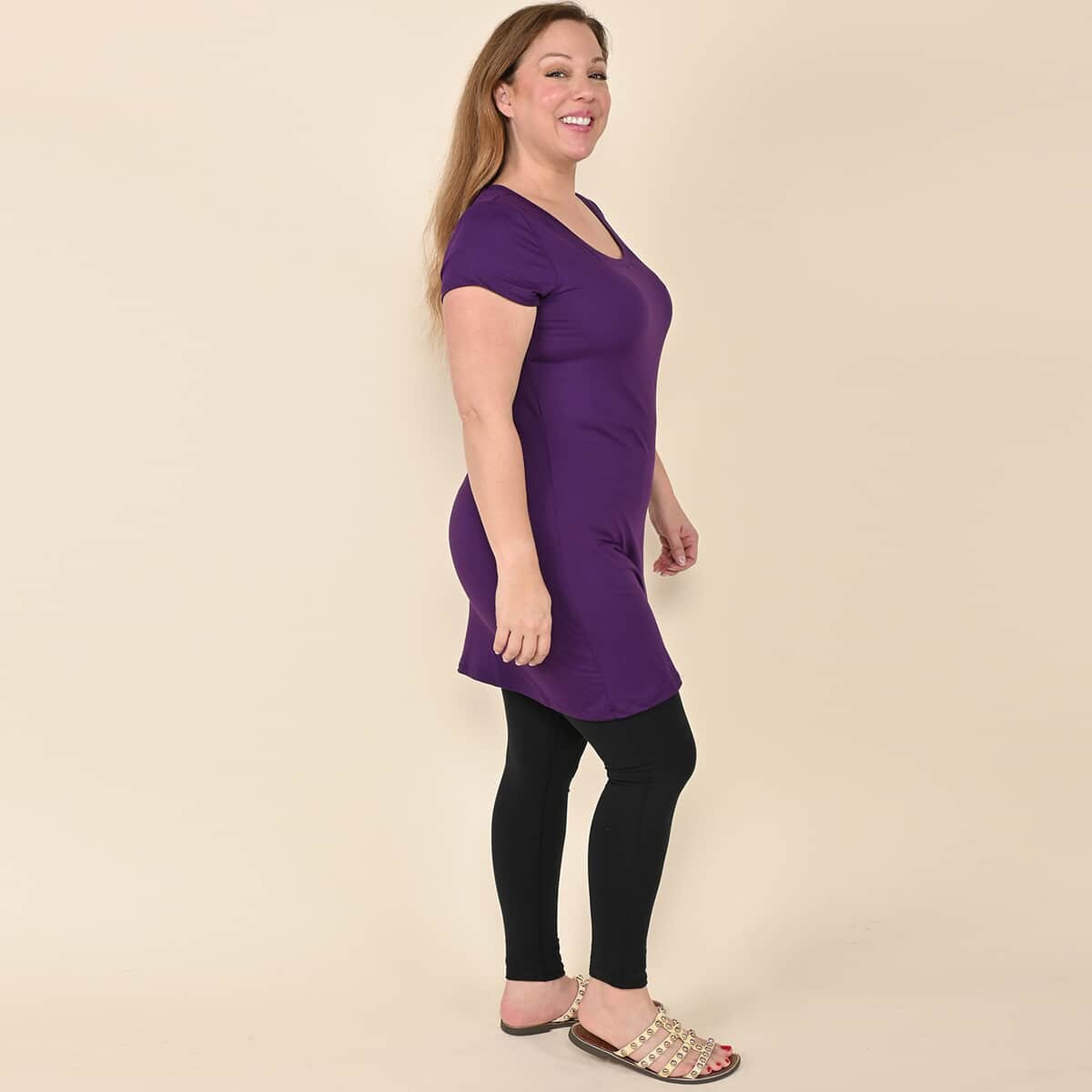 Tamsy Purple Amethyst Brushed Microfiber Tunic Sleep Shirt - L image number 2