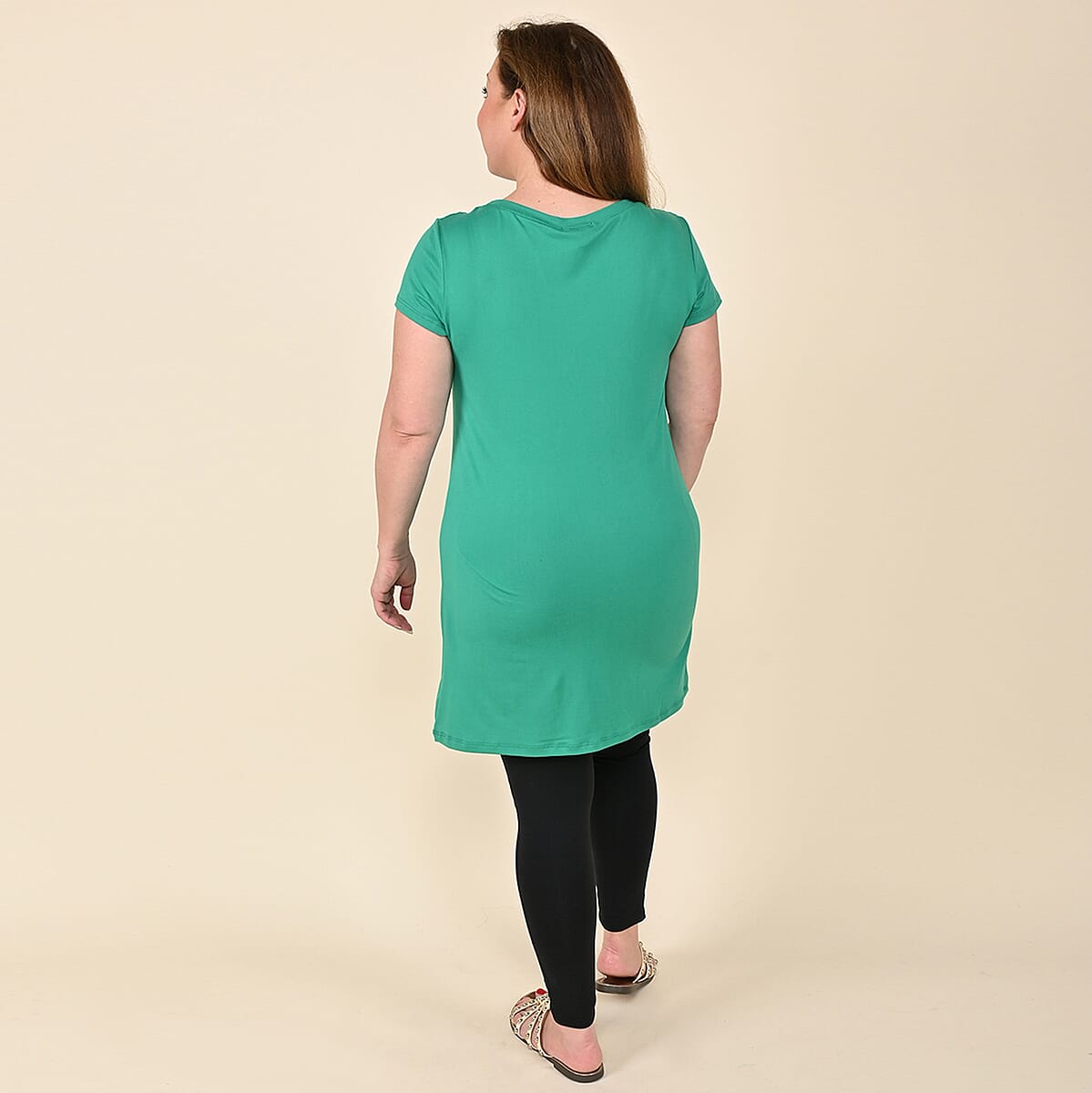 Tamsy Green Emerald Brushed Microfiber Tunic Sleep Shirt - L image number 1