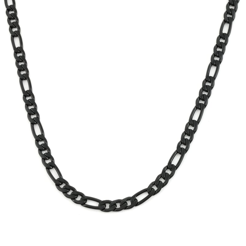 Figaro Necklace 24 Inches in ION Plated Black Stainless Steel 22.40 Grams