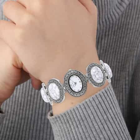 Strada Japanese Movement White Howlite Bracelet Watch in Silvertone 100.00 ctw image number 2