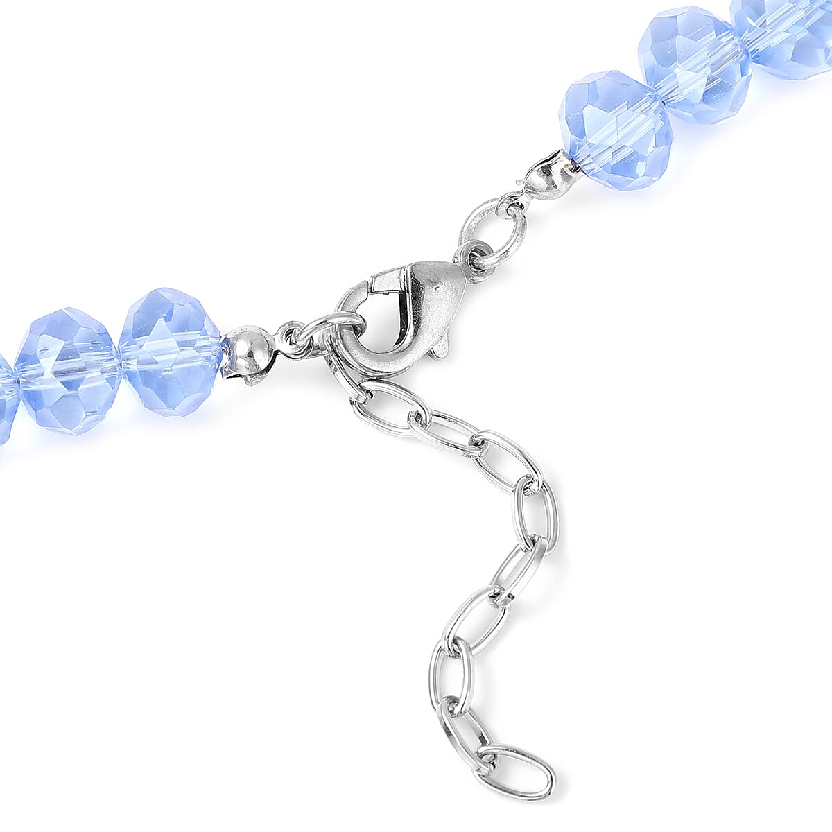 Simulated Blue Sapphire, Black and Blue Austrian Crystal Crocodile Necklace 21 Inches in Silvertone image number 4