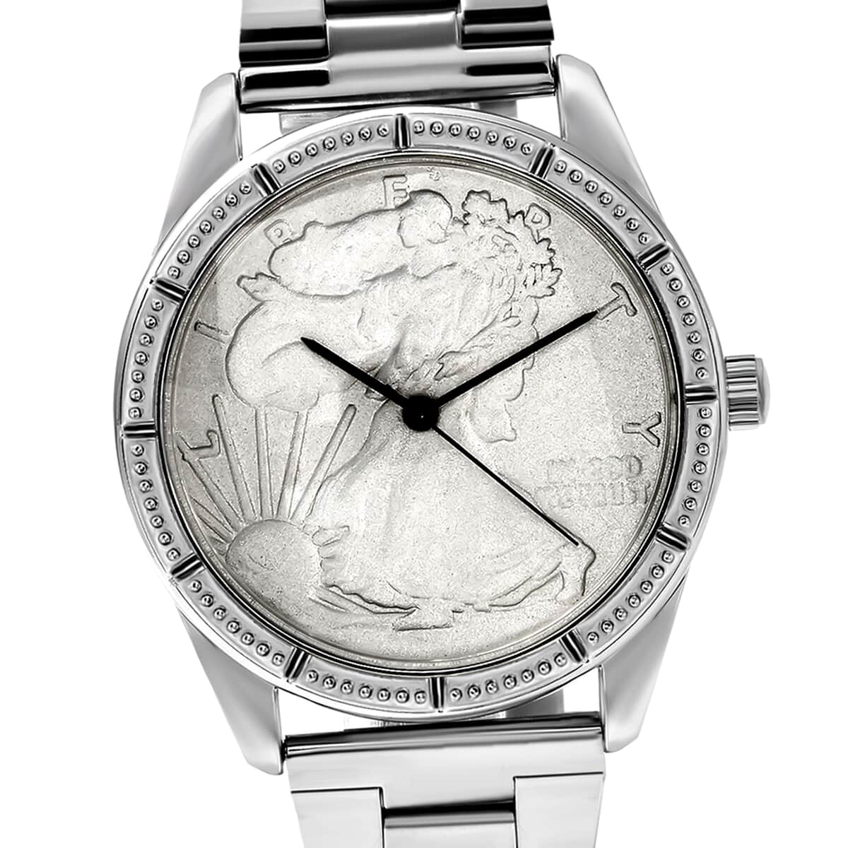 GENOA Miyota Japanese Movement Replica Coin Walking Liberty Pattern Watch with Stainless Steel Strap (40mm) image number 3