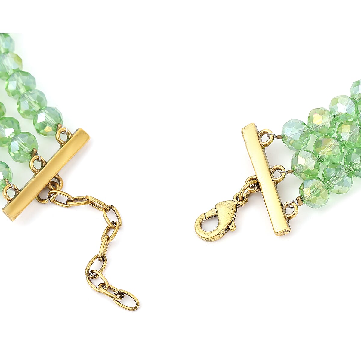 Simulated Green Magic Emerald Multi Strand Necklace in Goldtone| Multi Color Crystal Necklace For Women|Crystal Jewelry For Women (20.5 Inches) image number 4