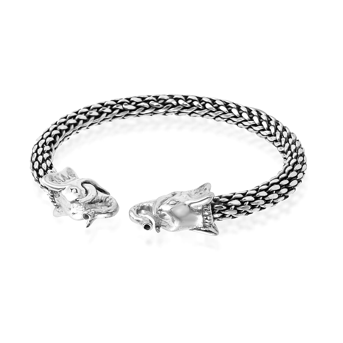 BALI LEGACY Sterling Silver Elephant Tulang Naga Cuff Bracelet (7.25 In) (54 g) image number 3