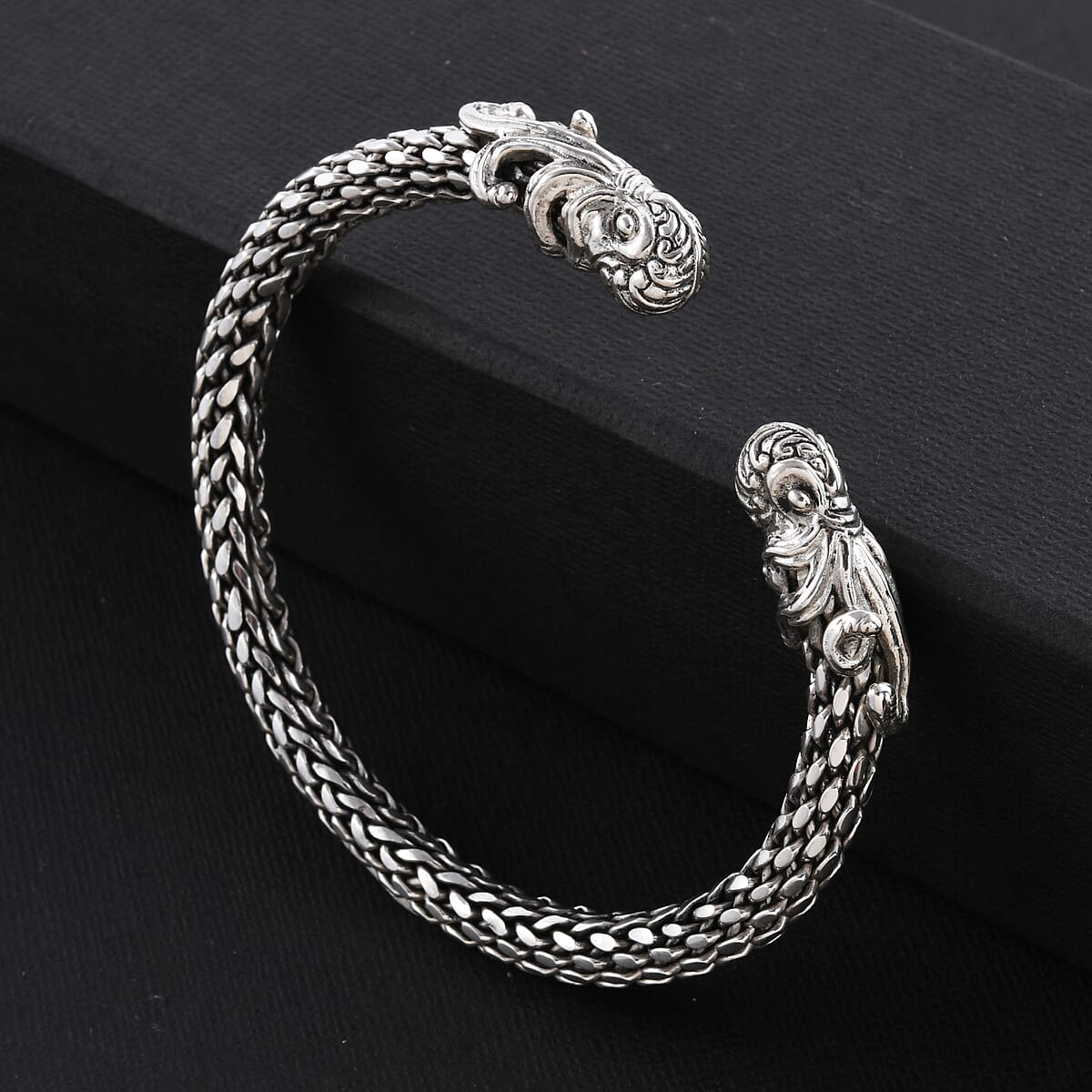 Bali Legacy Sterling Silver Octopus Tulang Naga Cuff Bracelet (7.25 In) 49.7 Grams image number 1