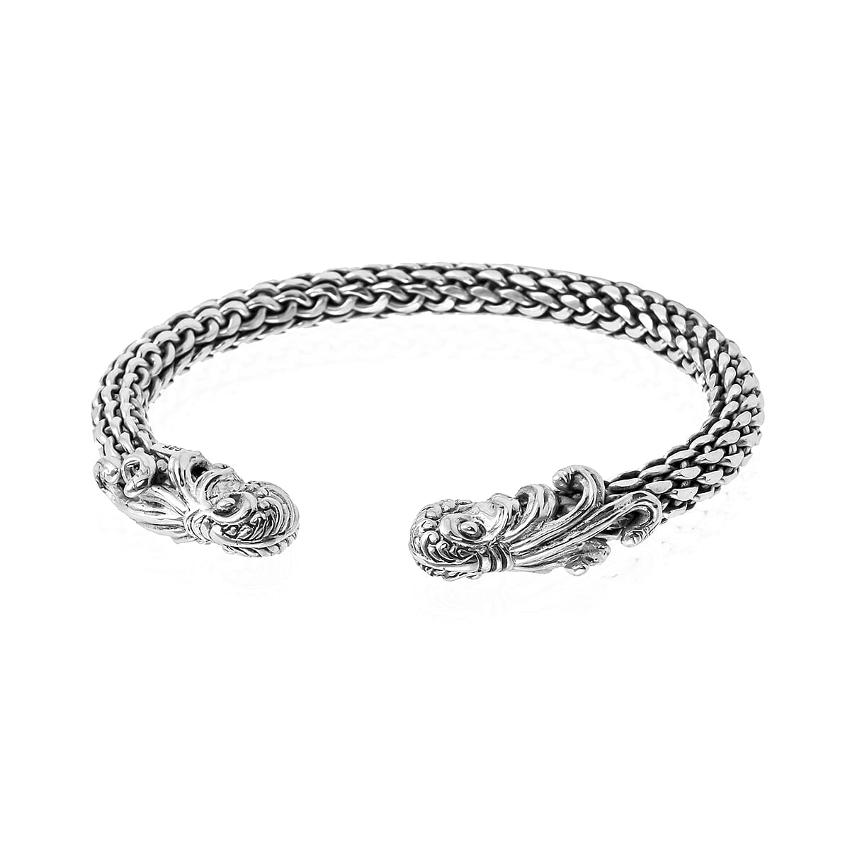 Bali Legacy Sterling Silver Octopus Tulang Naga Cuff Bracelet (7.25 In) 49.7 Grams image number 3