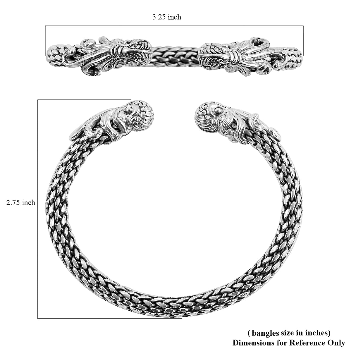 Bali Legacy Sterling Silver Octopus Tulang Naga Cuff Bracelet (7.25 In) 49.7 Grams image number 5