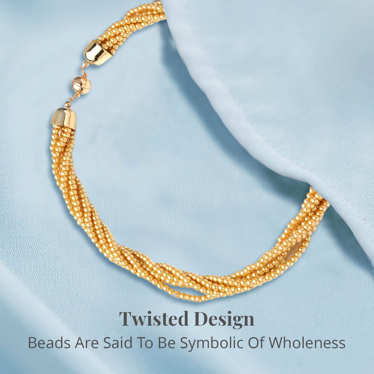 Simulated Golden Pearl Multi Row Twisted Necklace in Goldtone 23 Inches image number 3