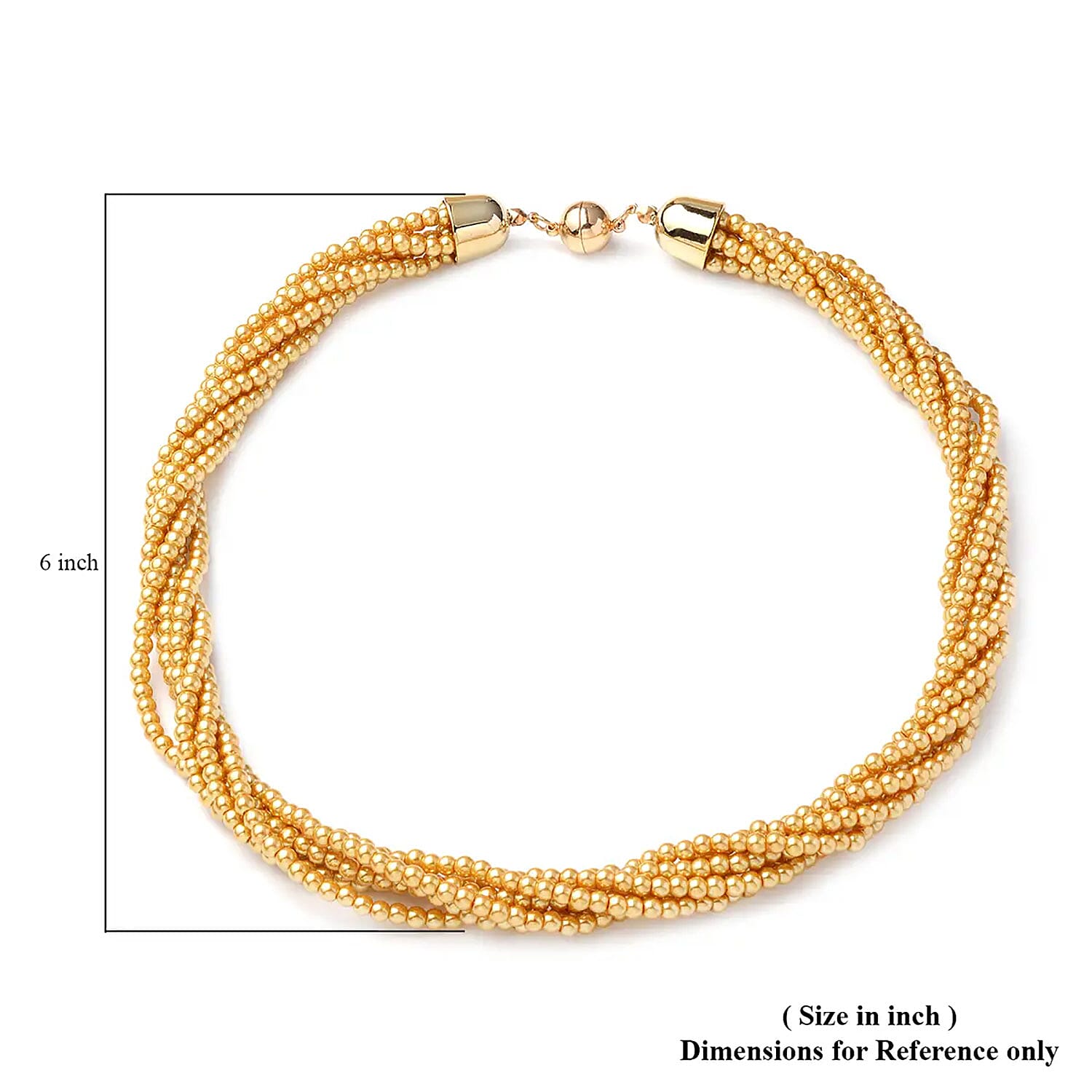 Simulated Golden Pearl Multi Row Twisted Necklace in Goldtone 23 Inches