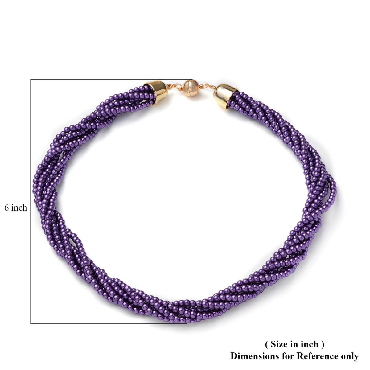 Simulated Purple Pearl Multi Row Twisted Necklace 23 Inches in Goldtone image number 3