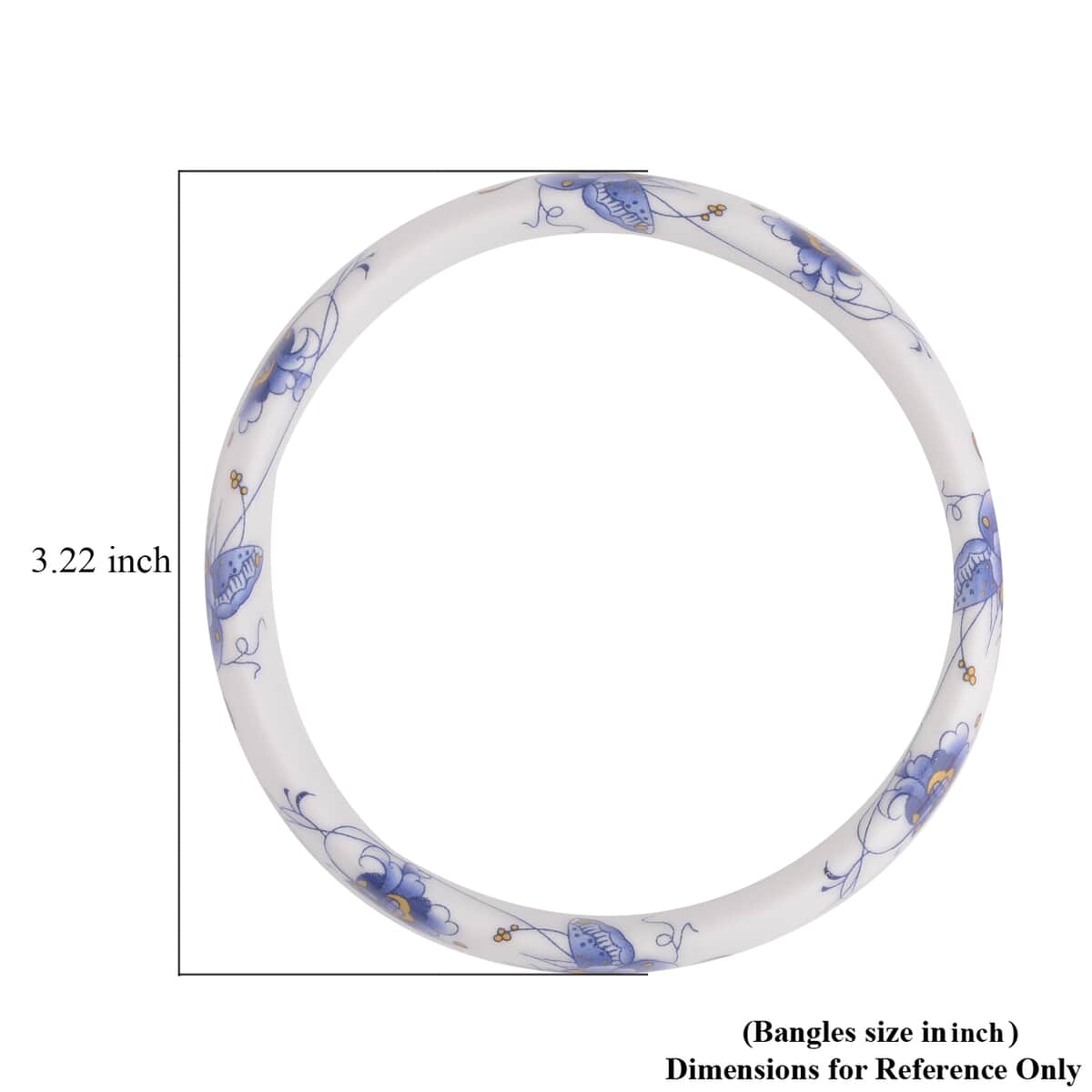 Blue Ceramic Butterfly Pattern Bangle Bracelet (8.50 In) image number 3