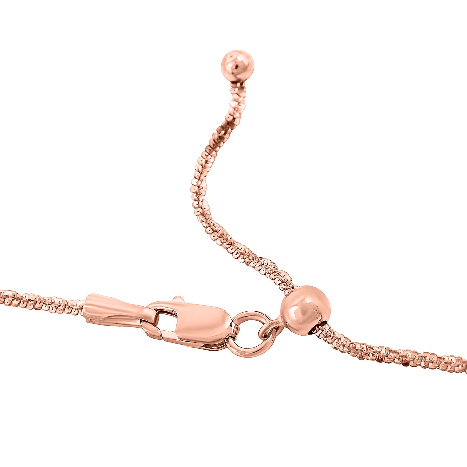 Singapore Adjustable Chain 24 Inches in 14K Rose Gold  Over Sterling Silver 3.80 Grams