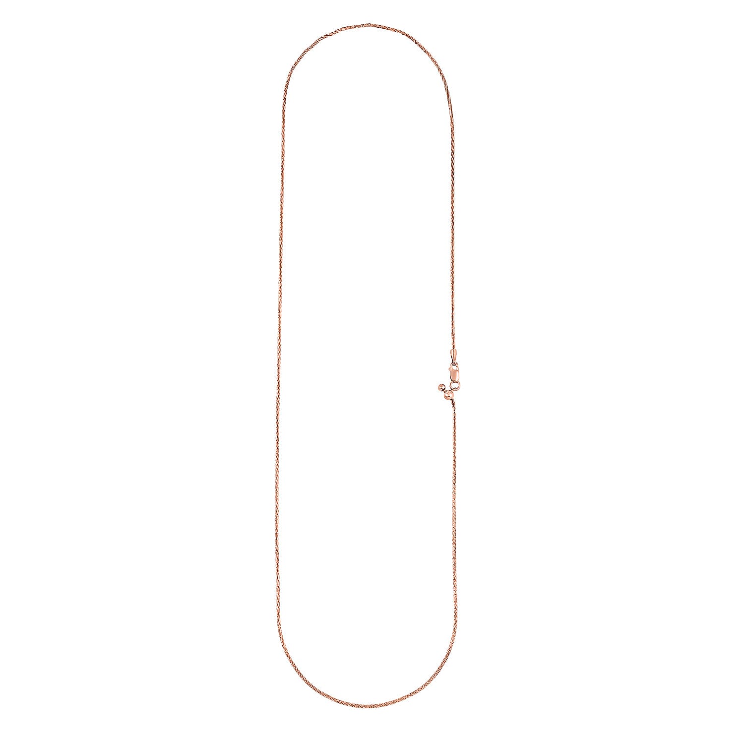 Singapore Adjustable Chain 24 Inches in 14K Rose Gold  Over Sterling Silver 3.80 Grams