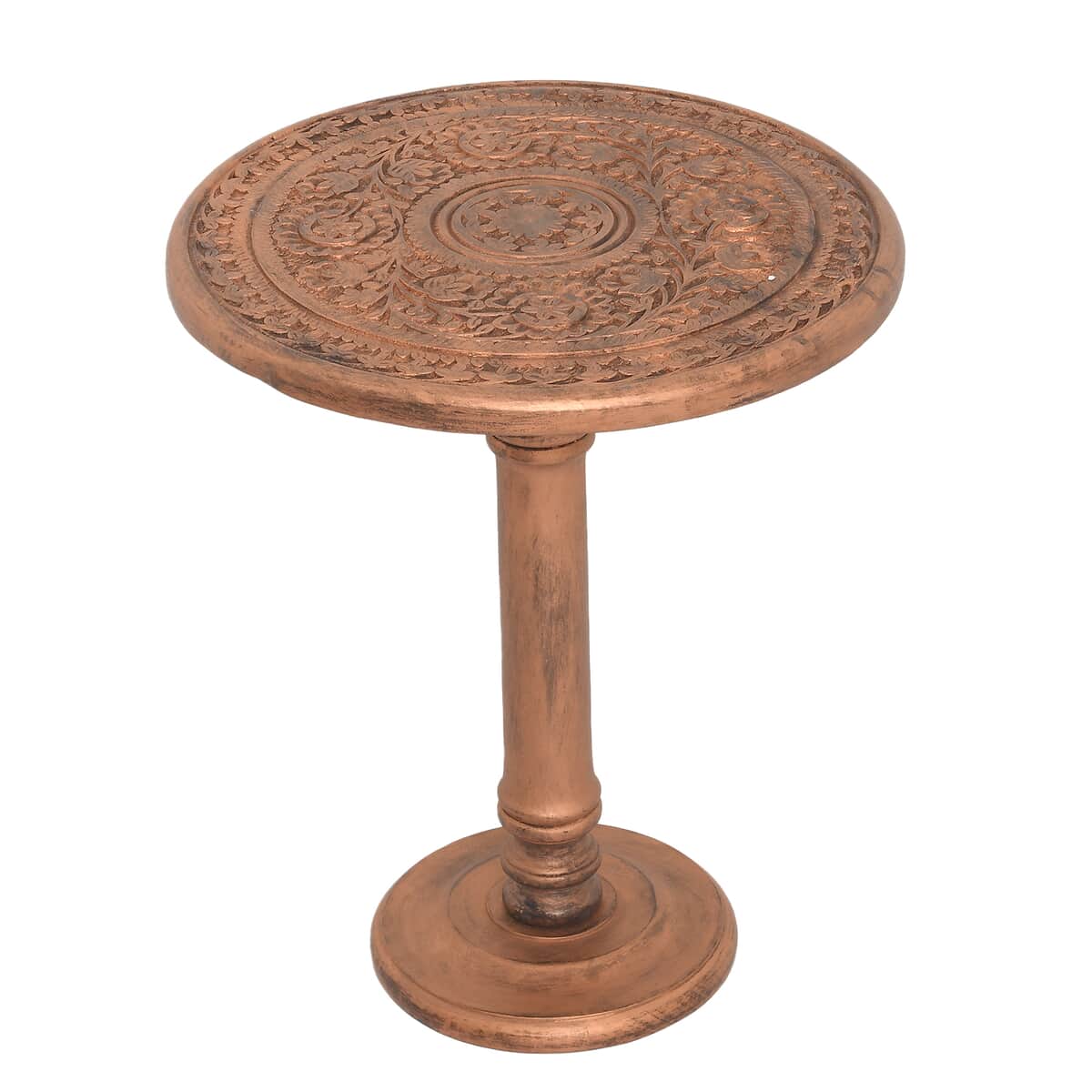 NAKKASHI Copper Finish Wooden Hand Carved Table (Knock Down) image number 0