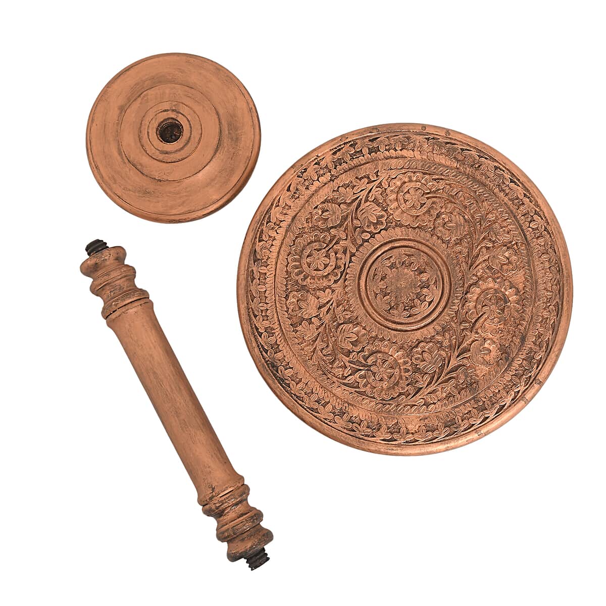 NAKKASHI Copper Finish Wooden Hand Carved Table (Knock Down) image number 5