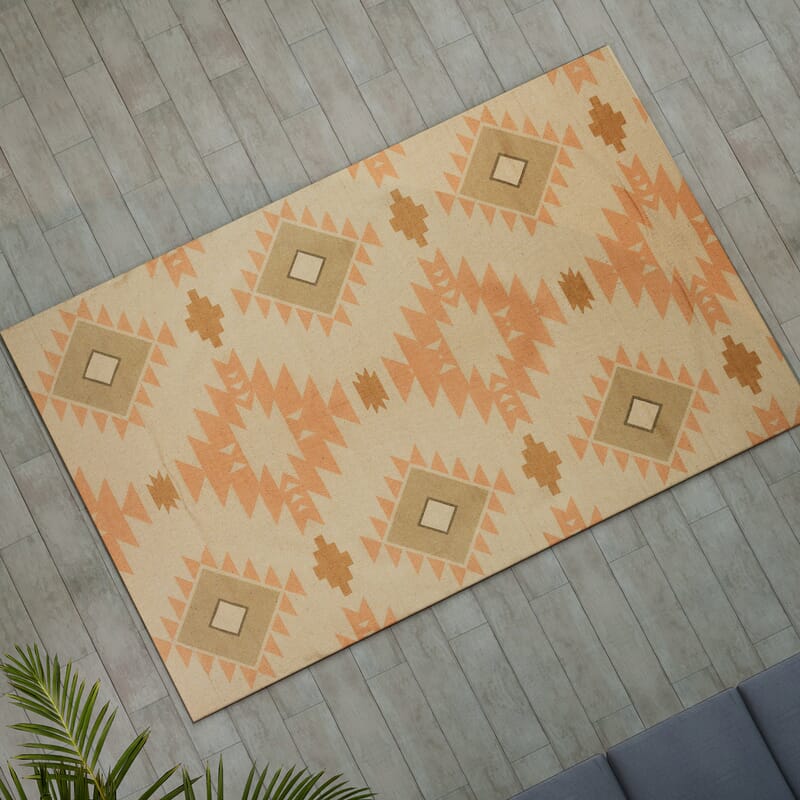 Ivory Screen Printed Cotton Rugs
