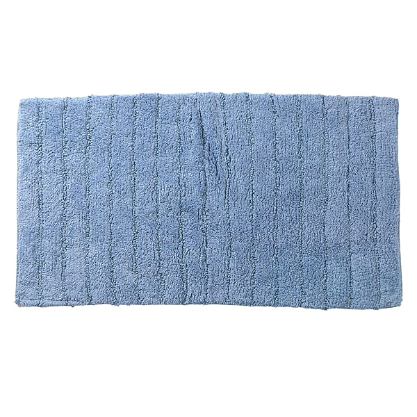 Set of 2 Blue Bath Mat with Latex Backing