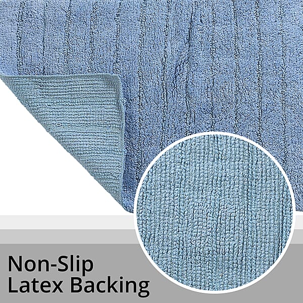 Set of 2 Blue Bath Mat with Latex Backing