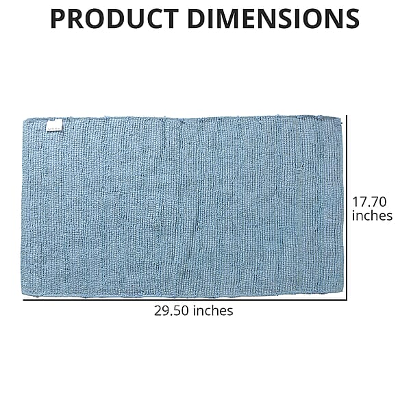 Set of 2 Blue Bath Mat with Latex Backing