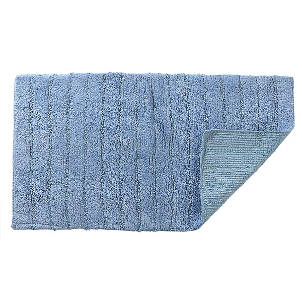 Set of 2 Blue Bath Mat with Latex Backing
