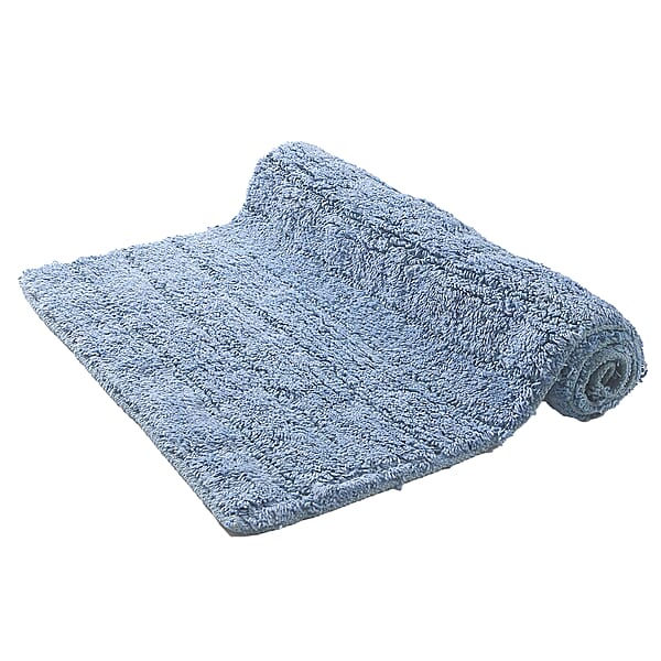 Set of 2 Blue Bath Mat with Latex Backing