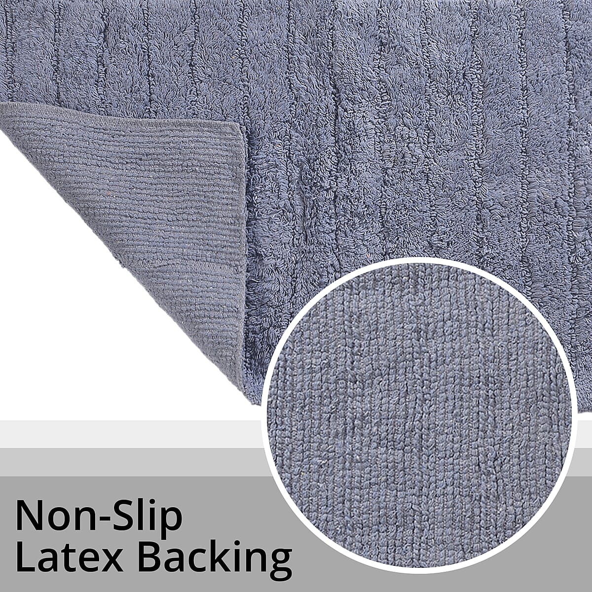 Set of 2 Gray Bath Mat with Latex Backing image number 2