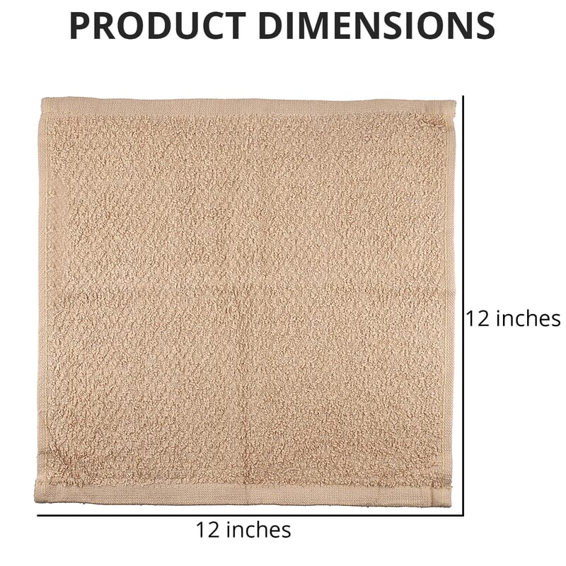 Set of 10 Beige Ring Spun Carded Solid Dobby Face Towels