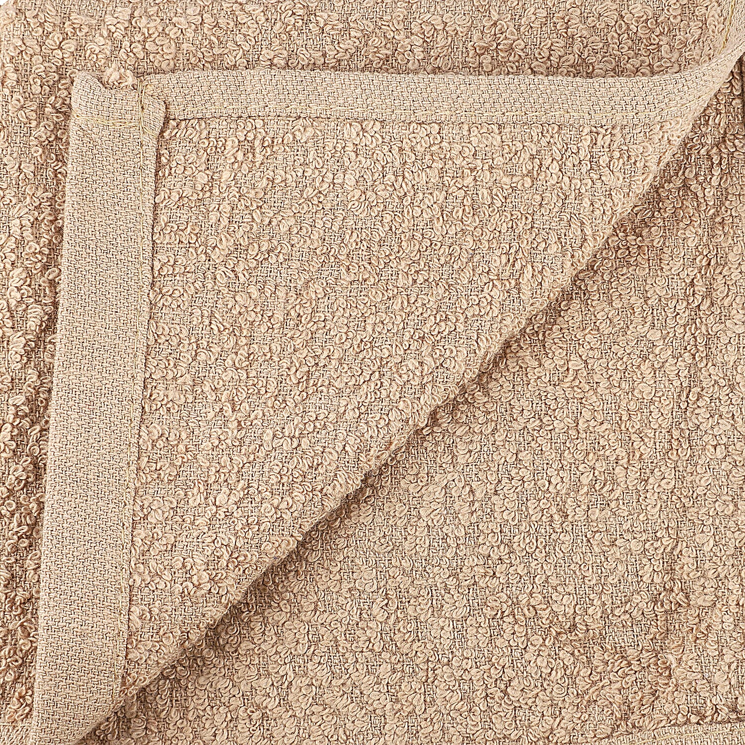 Set of 10 Beige Ring Spun Carded Solid Dobby Face Towels