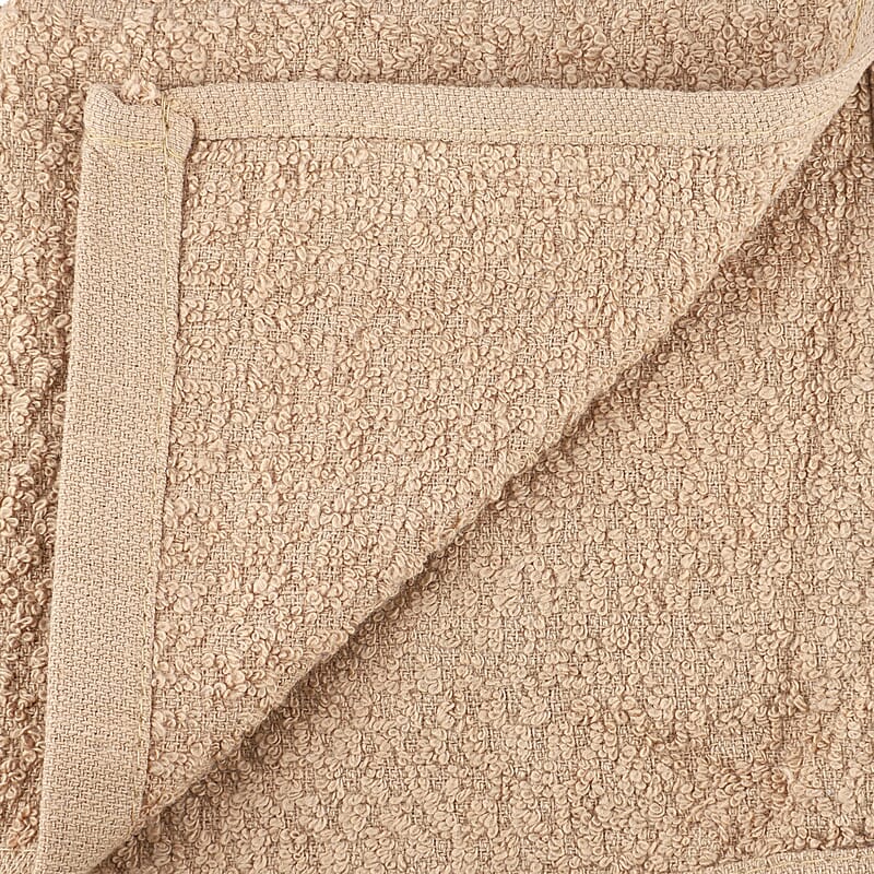 Set of 10 Beige Ring Spun Carded Solid Dobby Face Towels