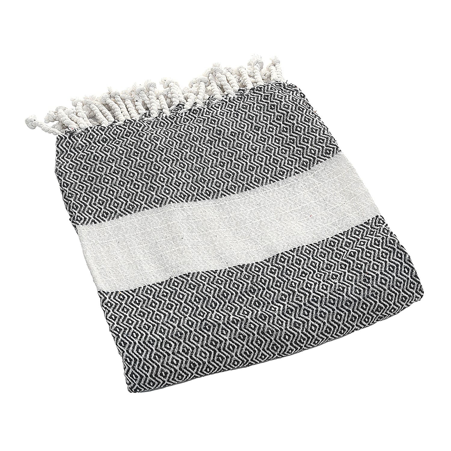 Black Zig Zag Pattern Cotton Woven Throw Blanket