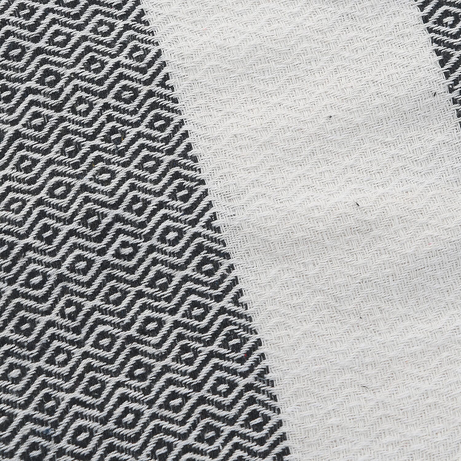 Black Zig Zag Pattern Cotton Woven Throw Blanket